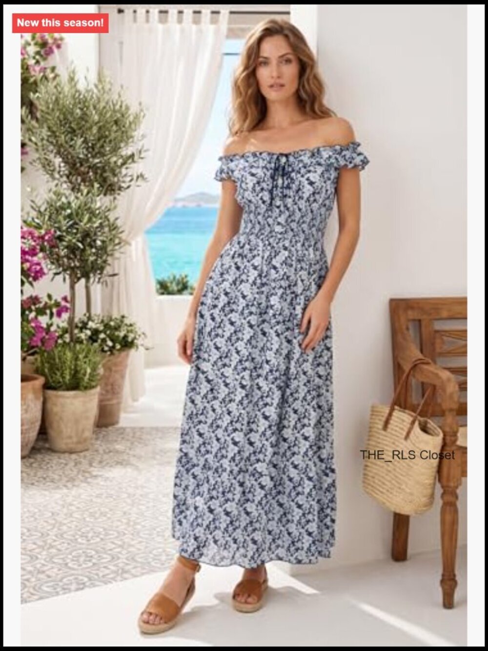 Polyester Maxi Dress with Smocked Waist and Tiered Skirt - Picture 3 of 7